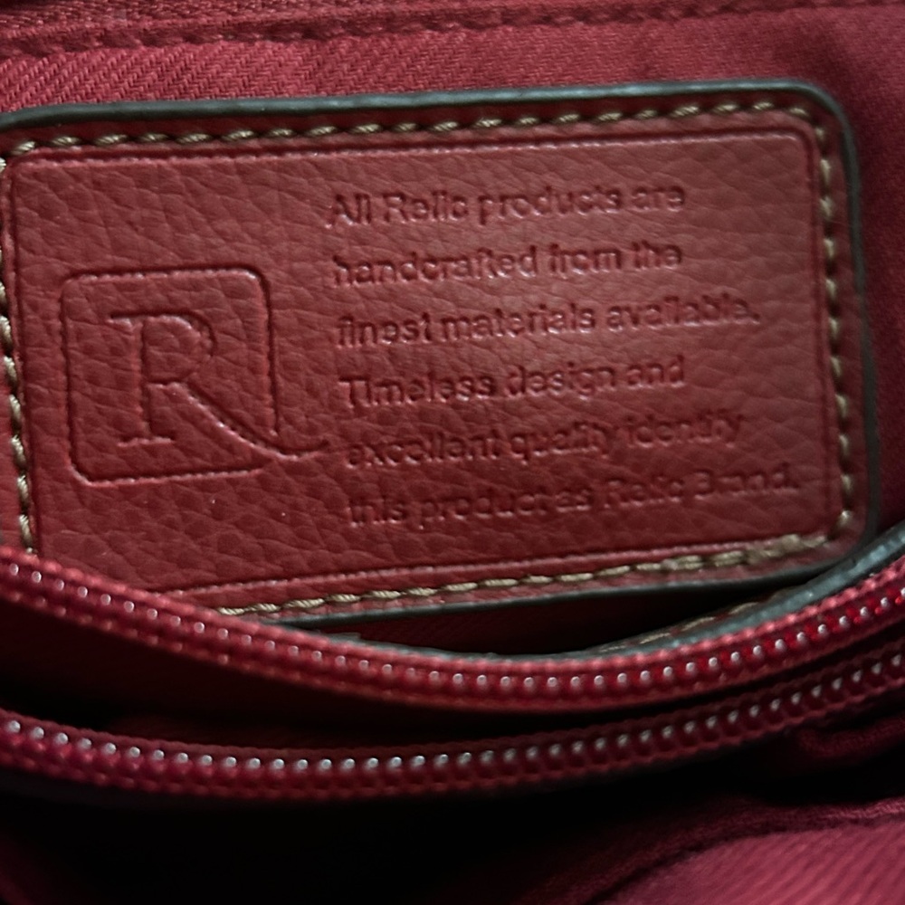 Relic Red Leather Shoulder Bag with silver rivet detail, 2straps,magnetic close. - Picture 4 of 9